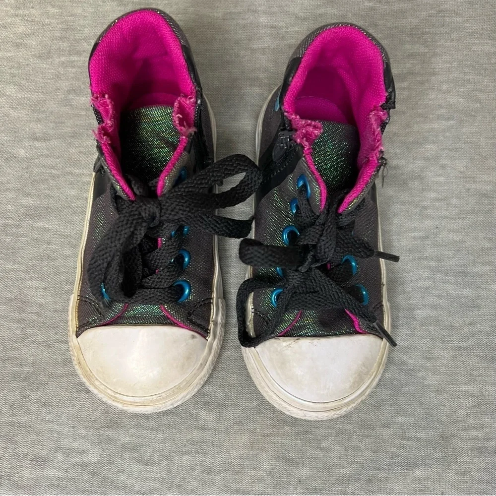 Converse Black and Pink High-Top Sneakers with Canvas Upper